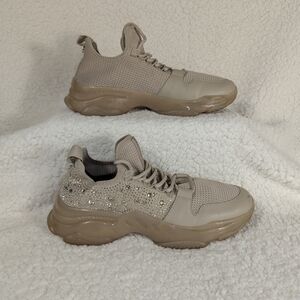 Steve Madden Womens Ganzo Embellished Brown Tan Sneakers Size 9m